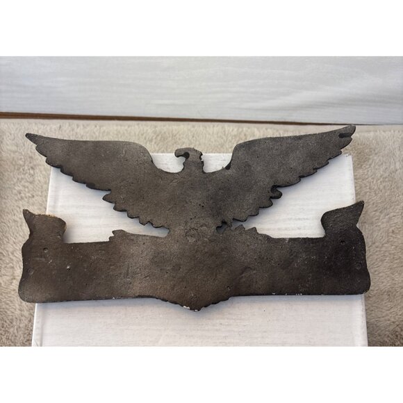 Vintage Cast Iron Wall Mount Sign Your Paper Sir Eagle 9.5" x 5.25" - Picture 3 of 5